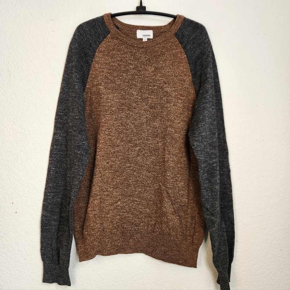 Kohl's Brown‎ Marled Knit Raglan Sleeves Sweater, Size S